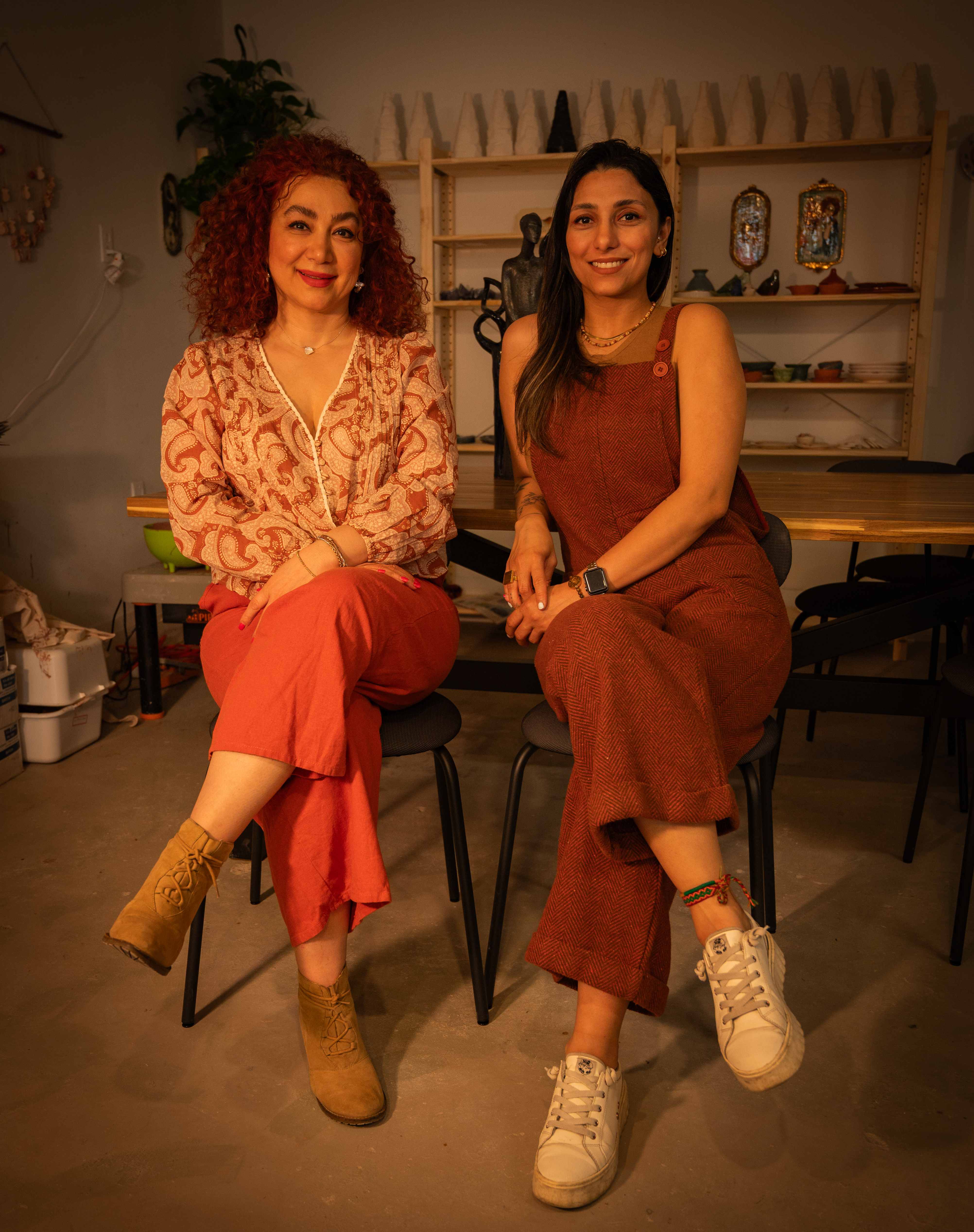 Marjan Hassaneini and Nastaran Mortezavi, master instructors at Lemarsis Pottery Studio